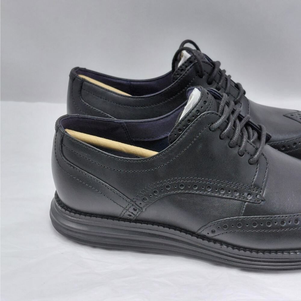 Cole Haan Mens Oxford Dress Shoes 7.5 Black Leather Wingtip Original Grand - Picture 5 of 14